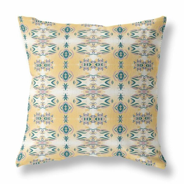 Palacedesigns 26 in. Patterned Indoor & Outdoor Zippered Throw Pillow Tan White & Blue PA3660446